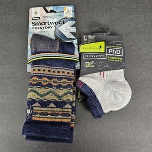 Smartwool Everyday Socks and Smartwool PhD Running Socks Unisex Large New